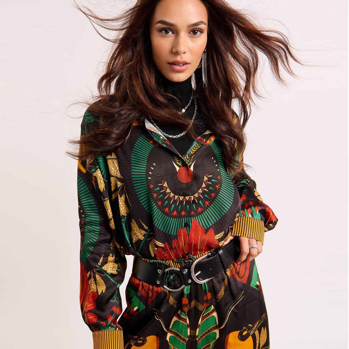 Chemise à motifs BONAVENTURE MACHU PICHU noir, WILD