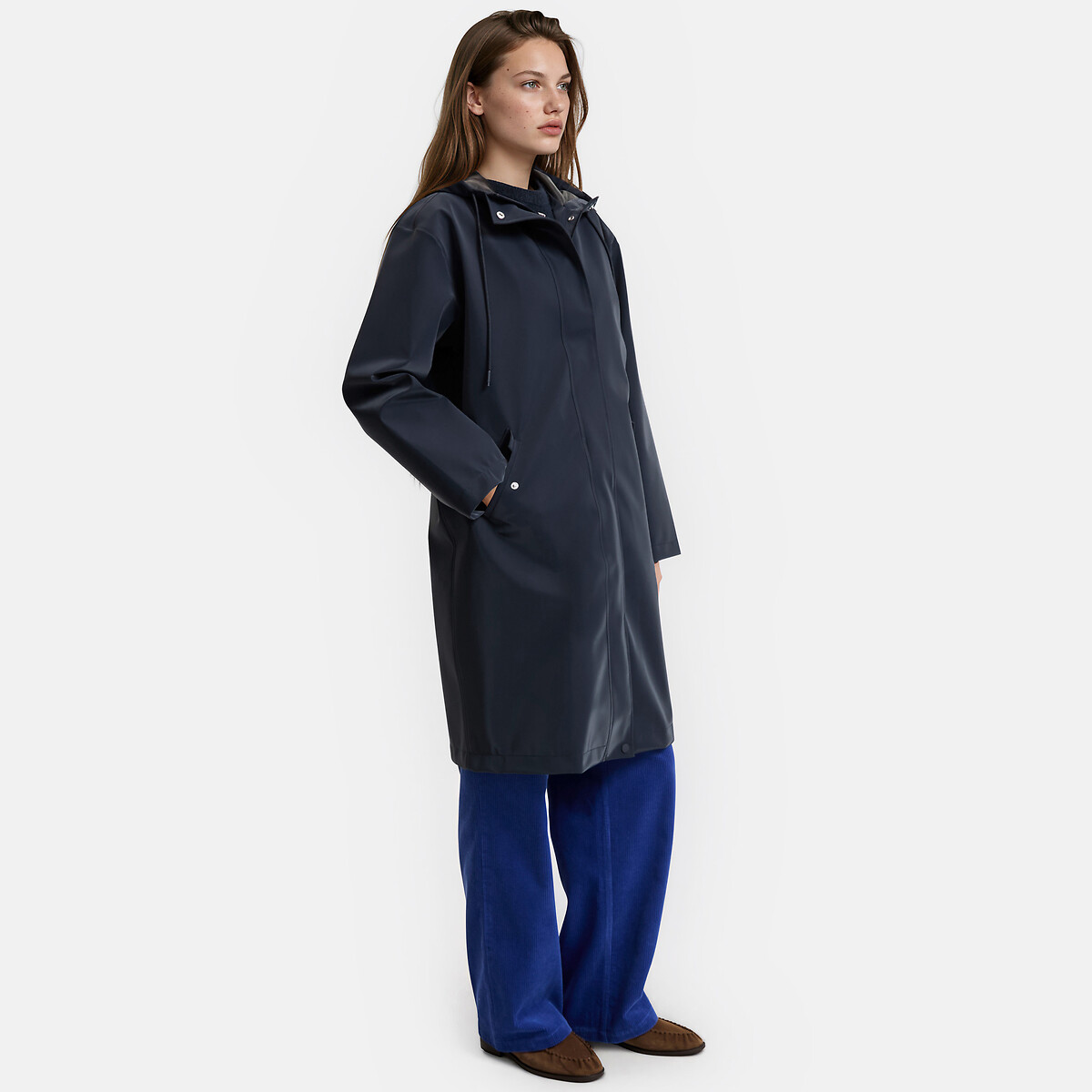 Coupe-vent mi-long à capuche bleu marine, LA REDOUTE COLLECTIONS