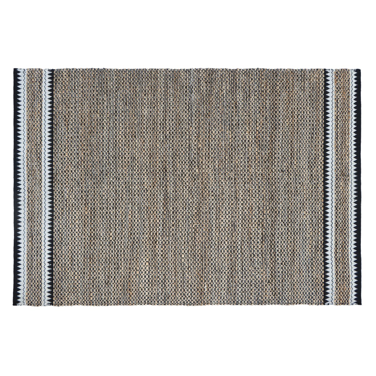 Tapis en jute tressé, MATAM naturel, noir, INSPIRE