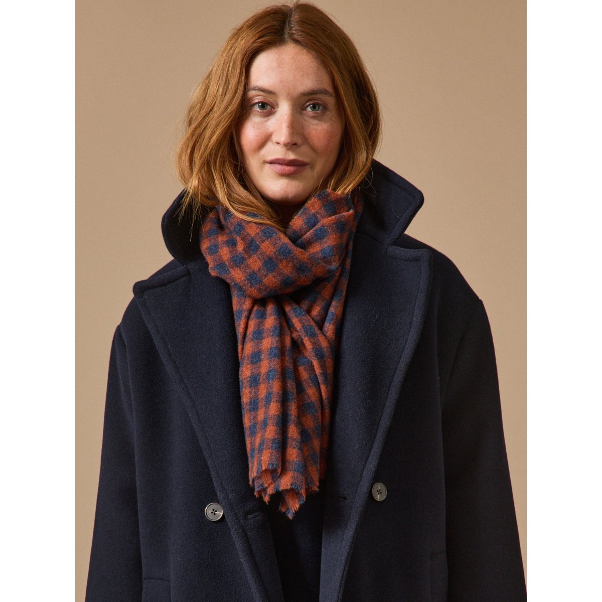 Foulard étamine carreaux vichy rouille, CYRILLUS