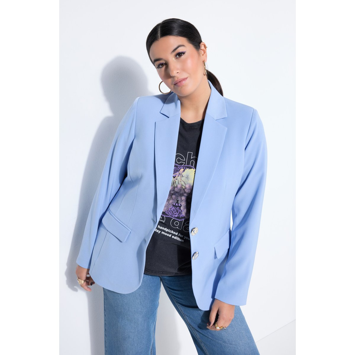 Blazer coupe Fitted Shape, boutons fantaisie bleu ciel, STUDIO UNTOLD