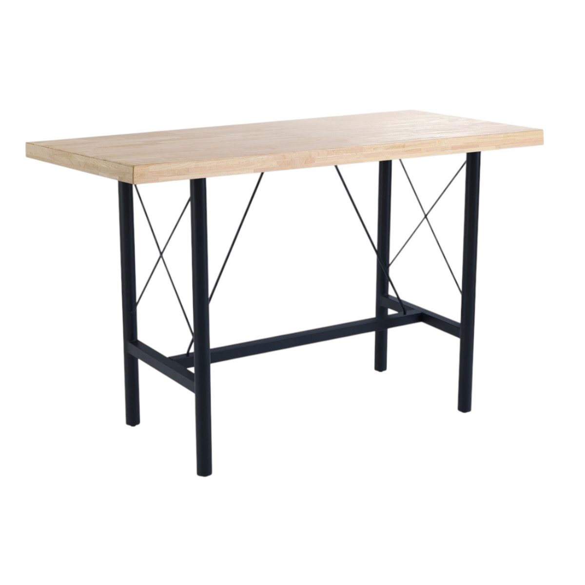Table haute en bois et acier style industriel - NAPOLI marron clair, MATHI DESIGN
