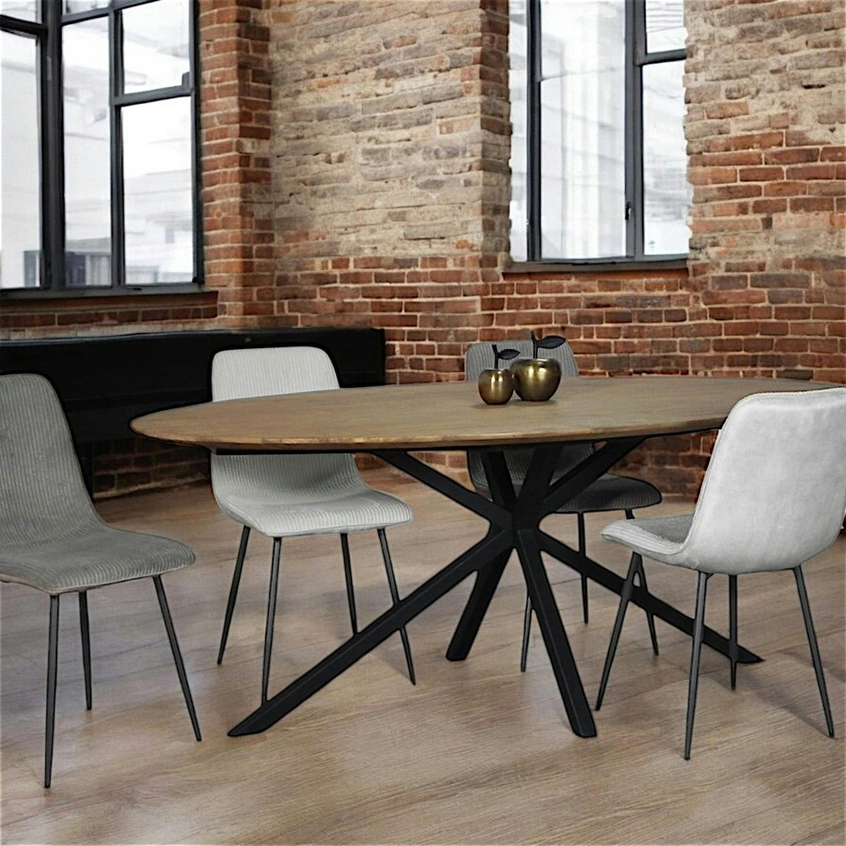 Table à manger ovale en bois de teck recyclé 2 m DEPOK bois naturel, PIER IMPORT