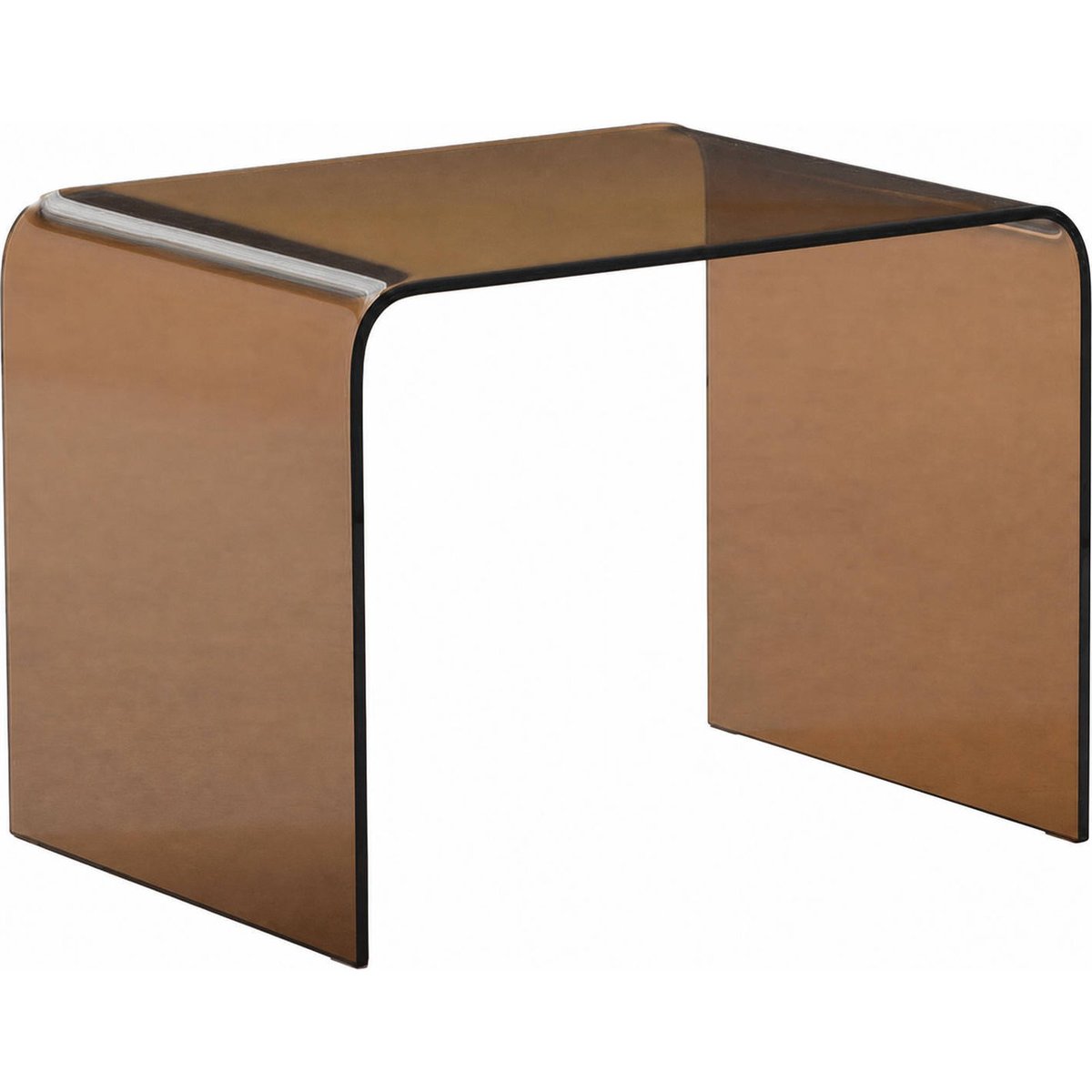 Table d'appoint en verre design ambre café, RECOLLECTION
