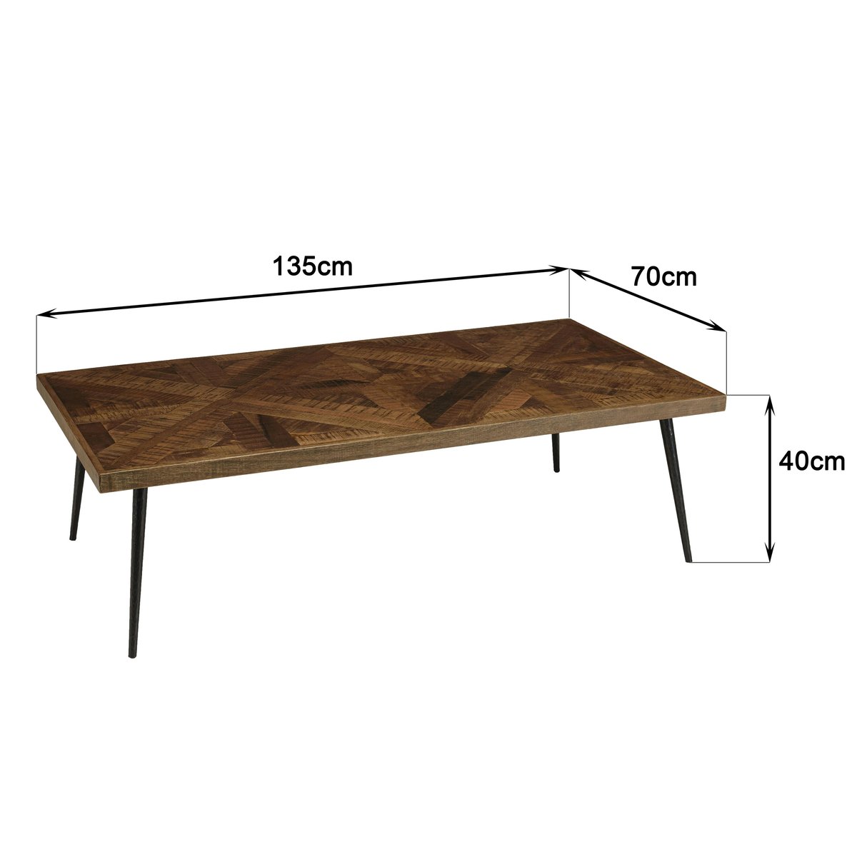 Table de salon rectangulaire bois recyclé marqueterie 135 cm KORKAI bois naturel, PIER IMPORT