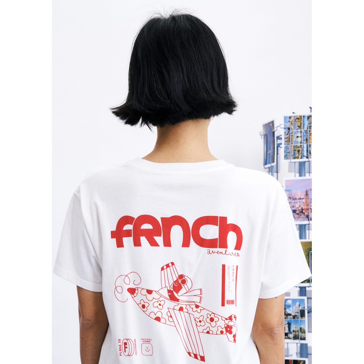 T-shirt Aventures en coton AVENTURES blanc, FRNCH