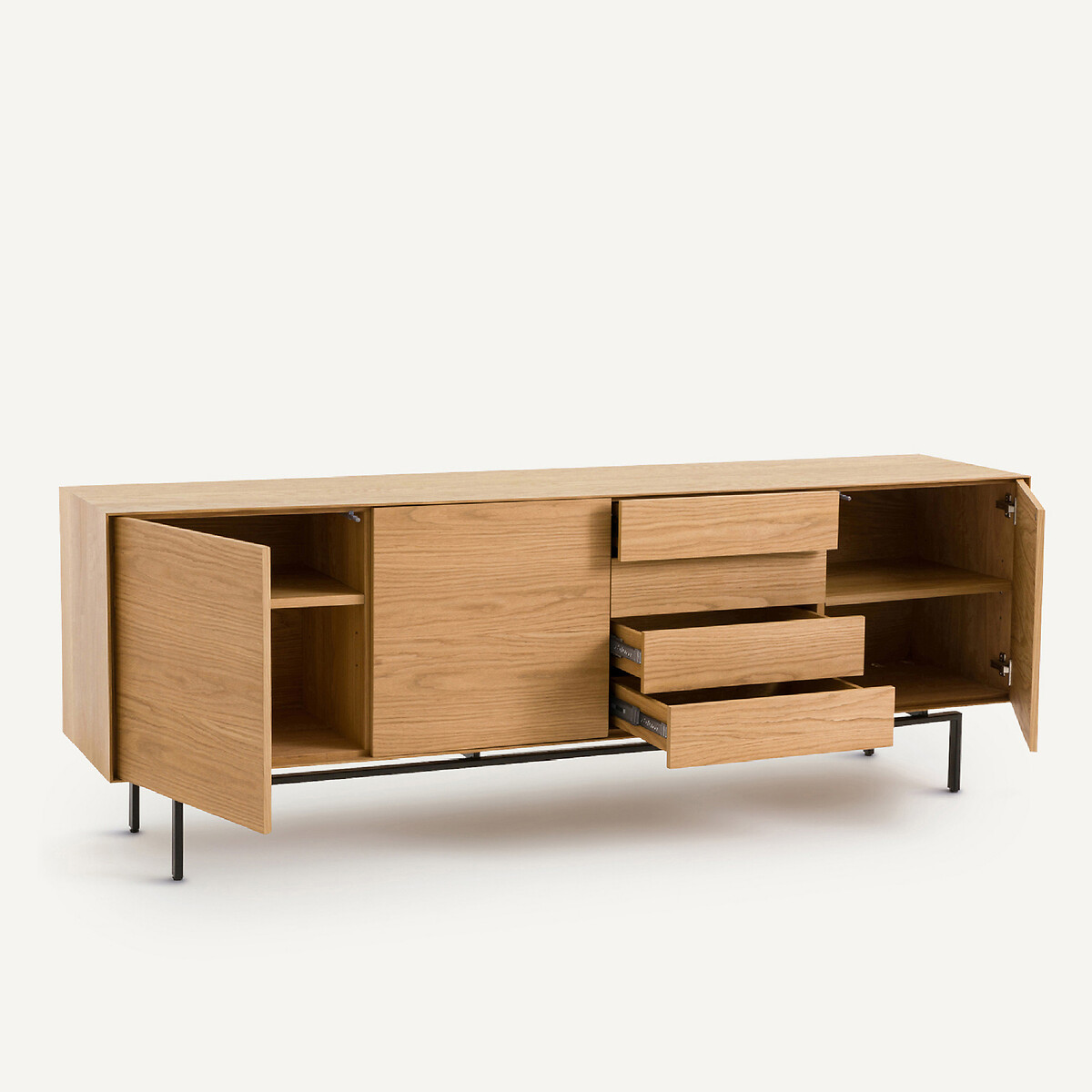 Credenza bassa in rovere impiallacciato, Oreko quercia naturale, AM.PM
