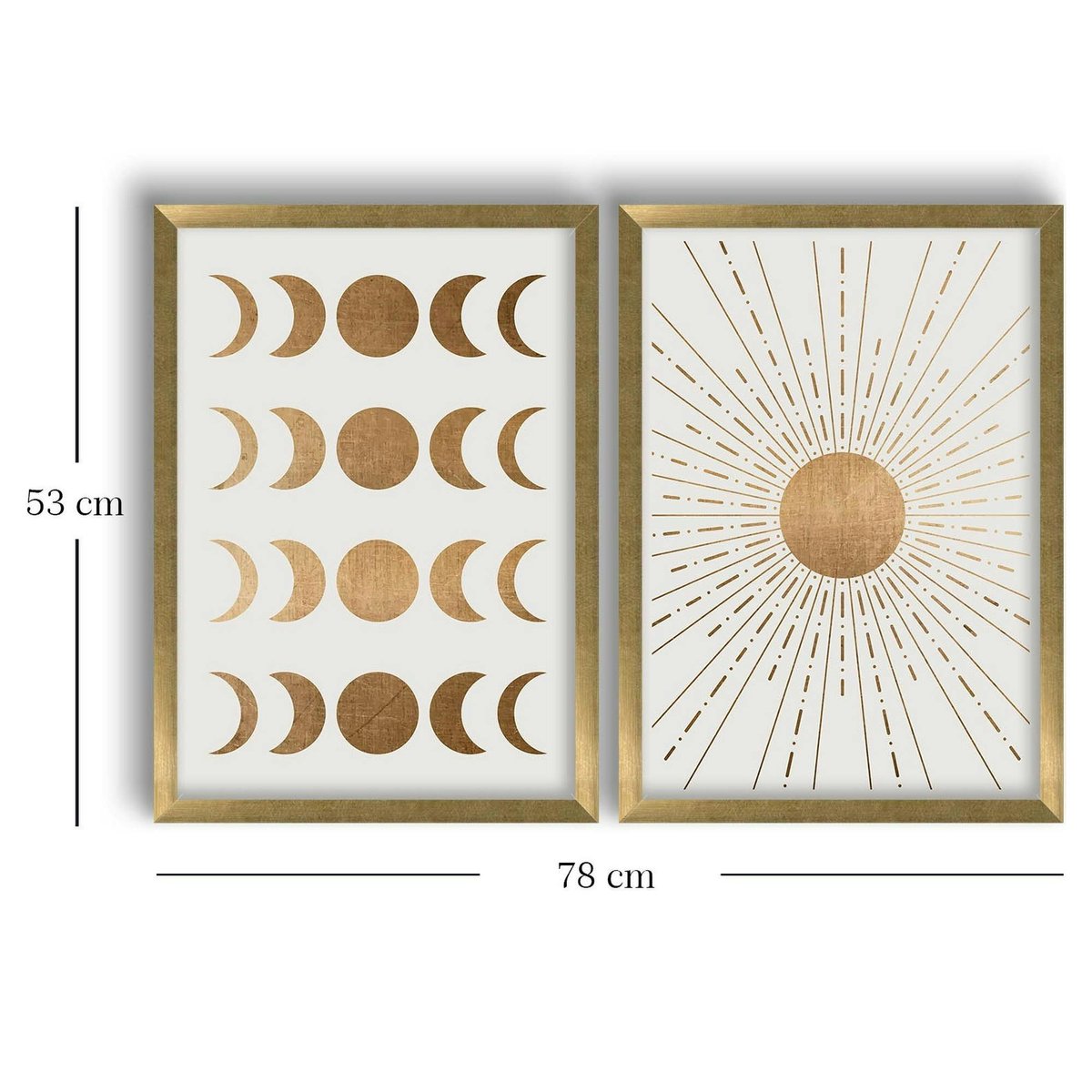 Tableau décoratif doré soleil et lune – cadre (set de 2) doré, PIER IMPORT