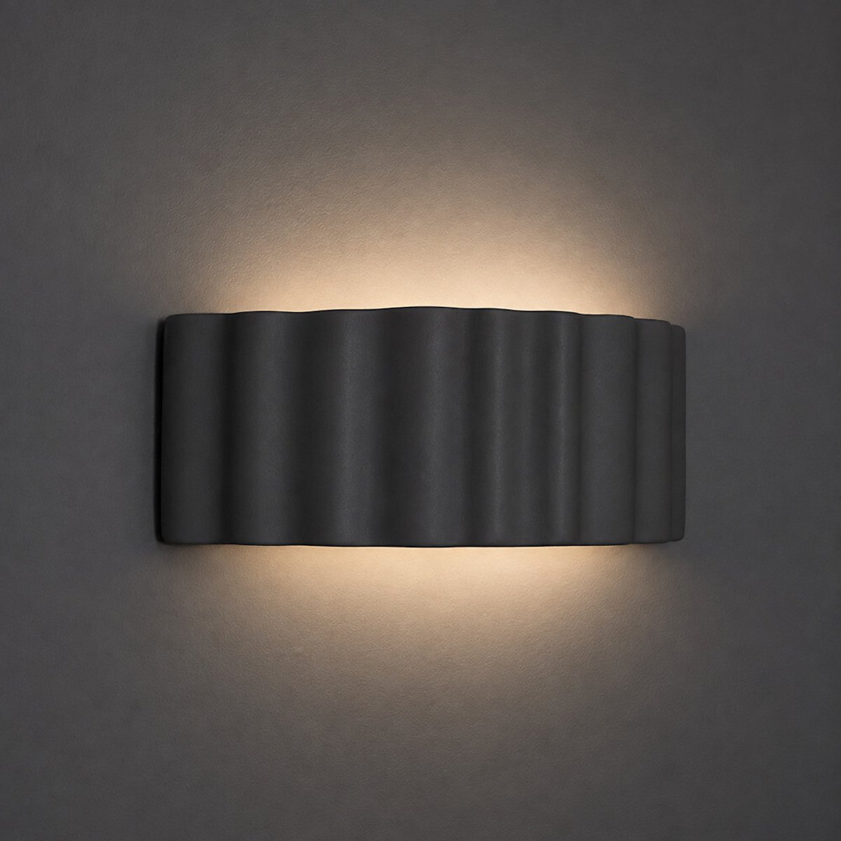 Paolo Stoneware Ribbed Flush Wall Light navy blue, SO'HOME
