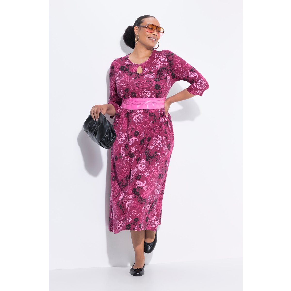 Robe maxi motif cachemire noir, ULLA POPKEN