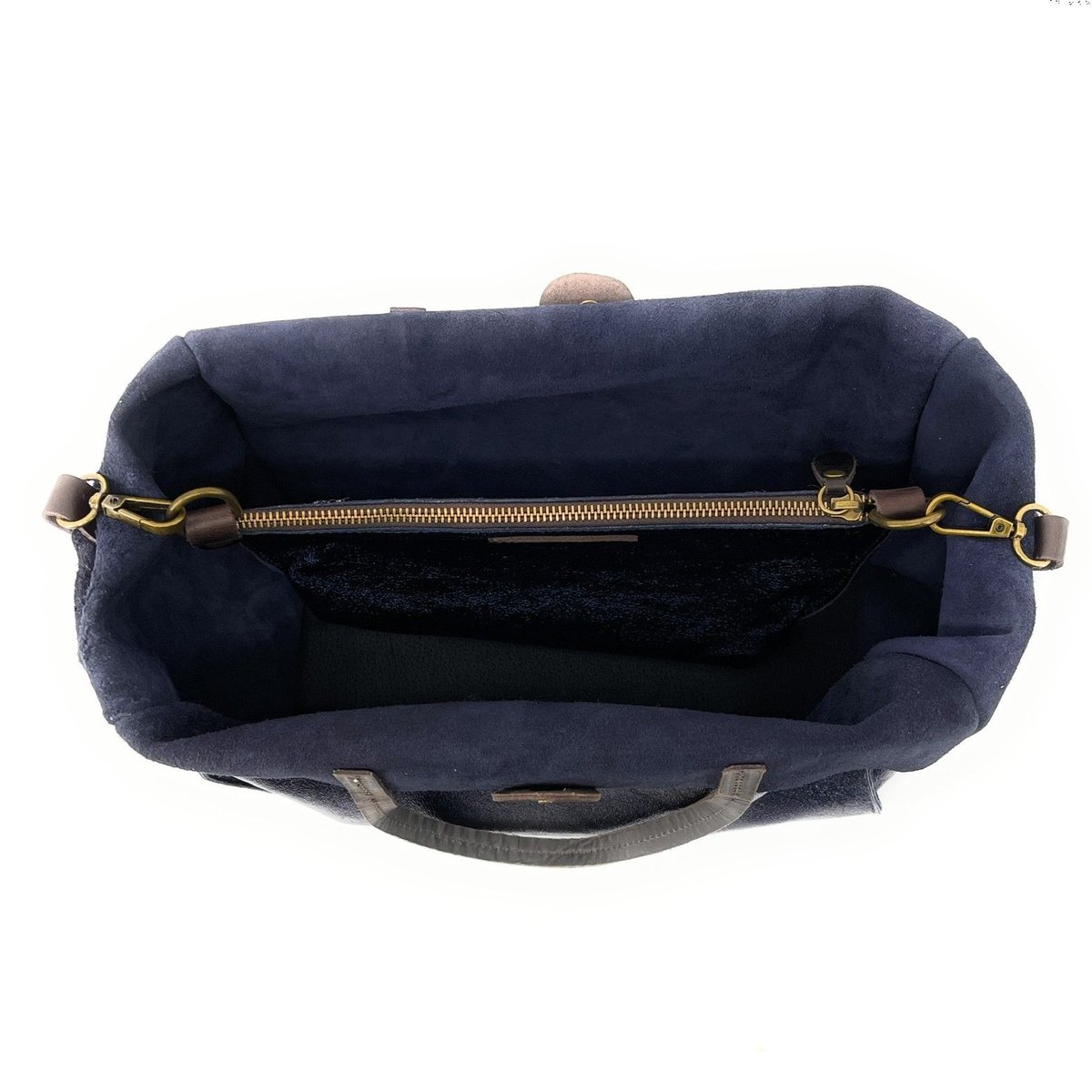 Sac à main en cuir italien SILVER bleu foncé, OH MY BAG
