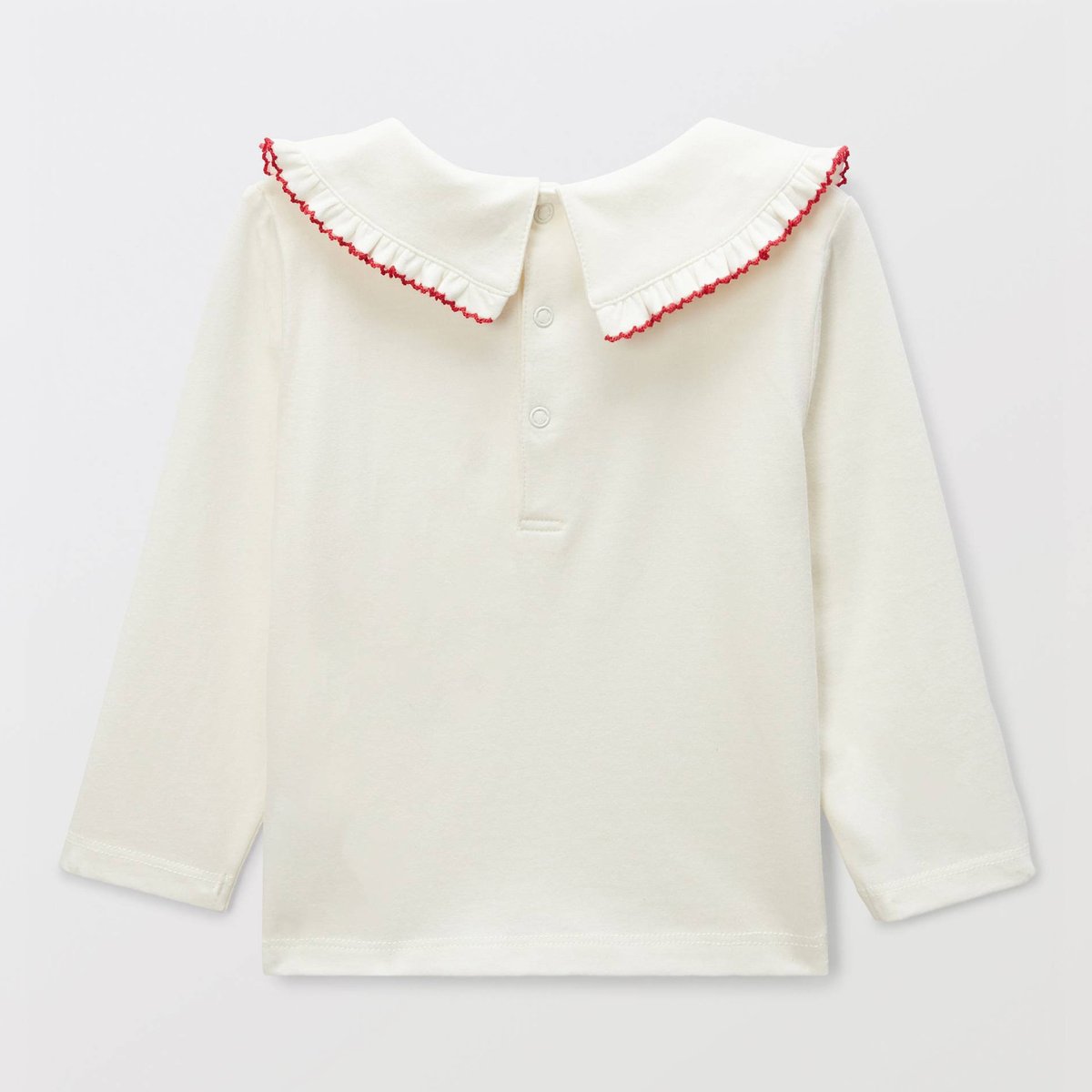 Blouse manches longues unie col brodé en coton BIO GOTS ecru, BOUT'CHOU