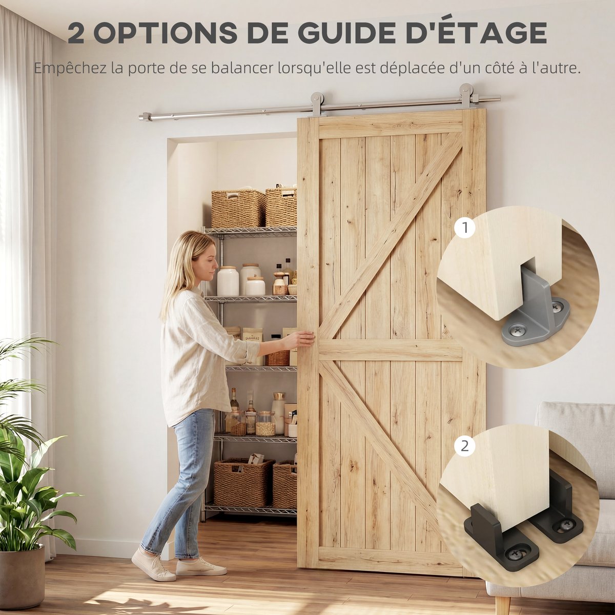 Kit de quincaillerie pour porte coulissante argenté, HOMCOM