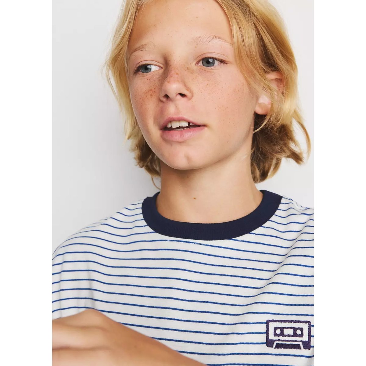T-shirt oversize rayures blanc, MANGO KIDS