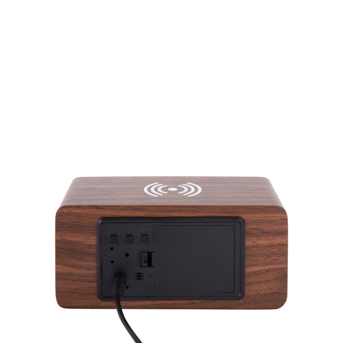Réveil en bois avec chargeur téléphone- BLOCK bois foncé, KARLSSON