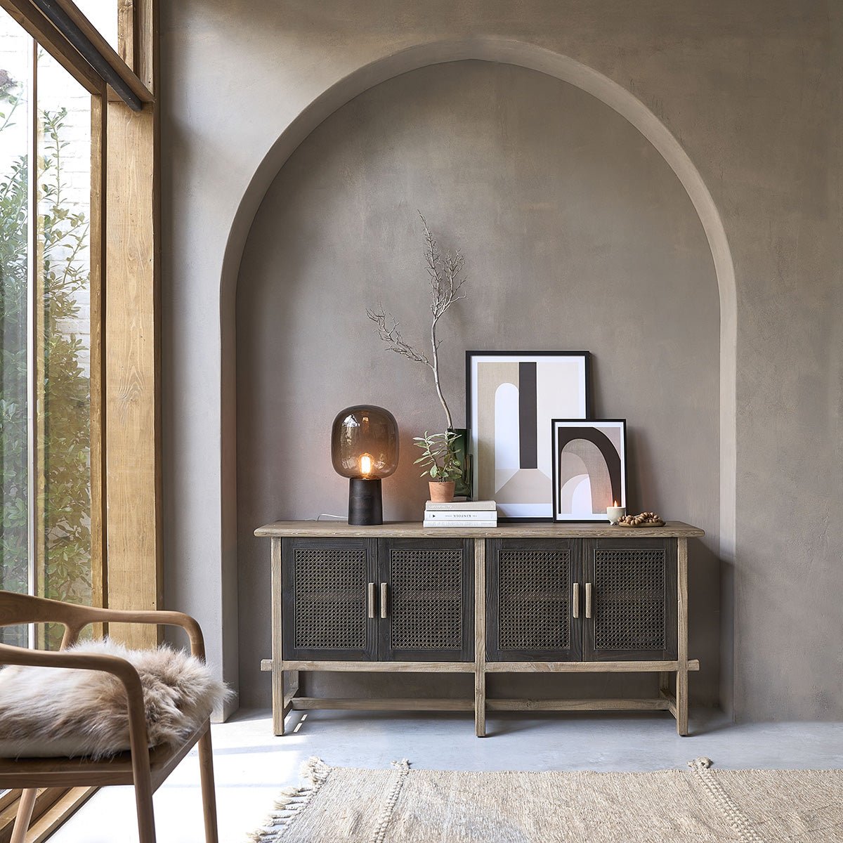 Buffet en bois recyclé massif 173 cm JUNKO gris, BERAH GETAH