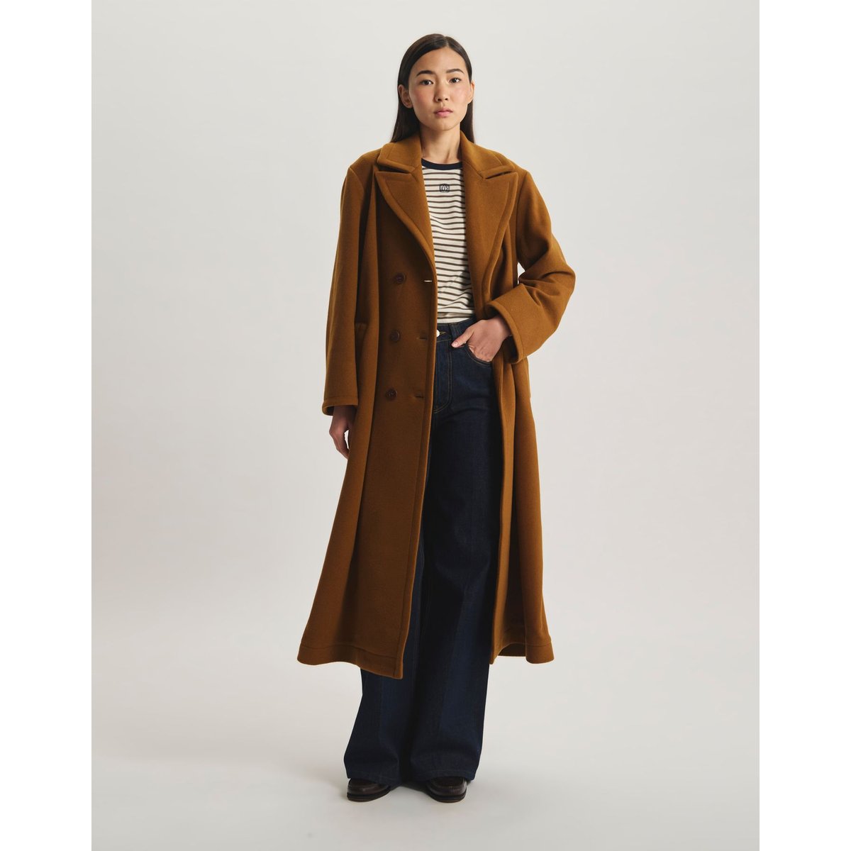 Manteau Denise en lainage à chevrons rouge, INES DE LA FRESSANGE PARIS