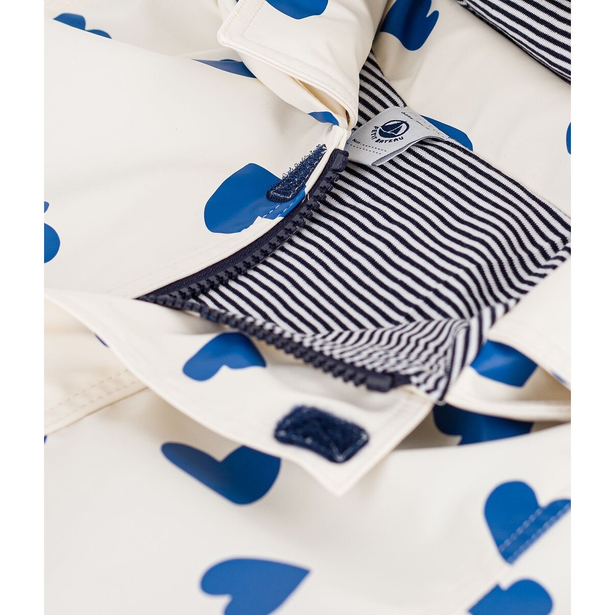 Ciré iconique enfant, imprimé cœurs blanc/bleu, PETIT BATEAU