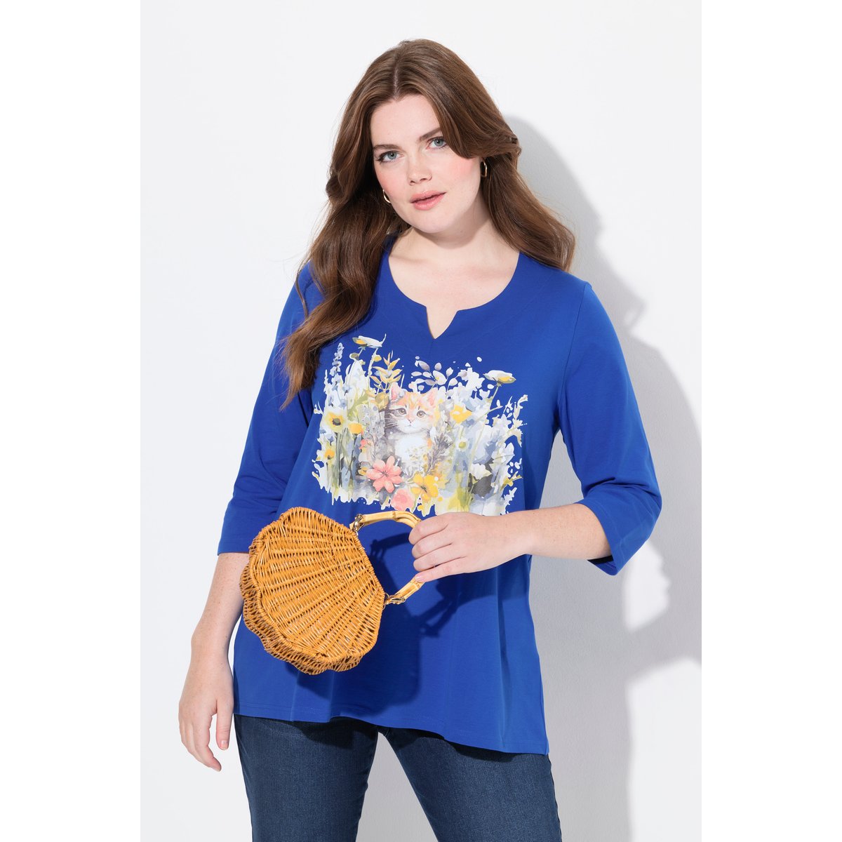 T-shirt à fleurs bleu roi, ULLA POPKEN
