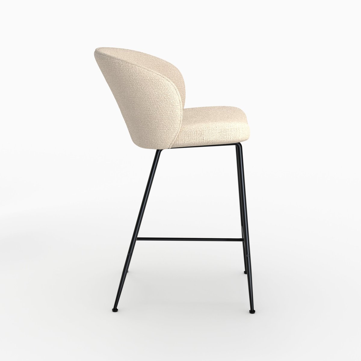 Chaise de bar en tissu bouclé 66 cm - GROOM beige, MAISON PAVANE