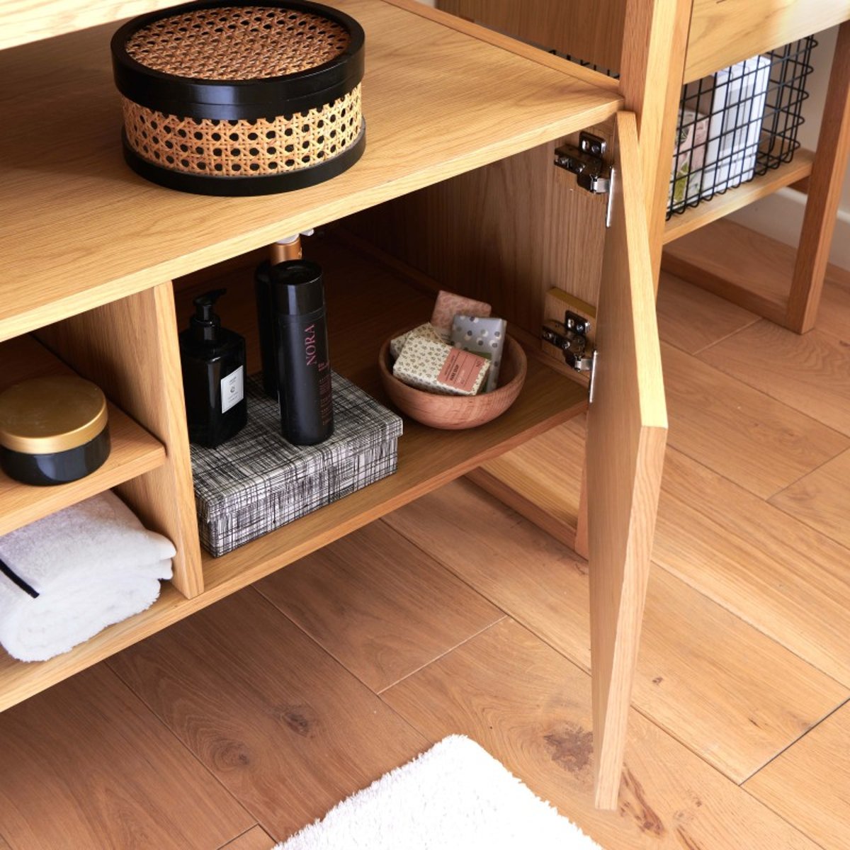 Meuble double +vasque +miroir +colonne ATOLL bois clair, MOB IN