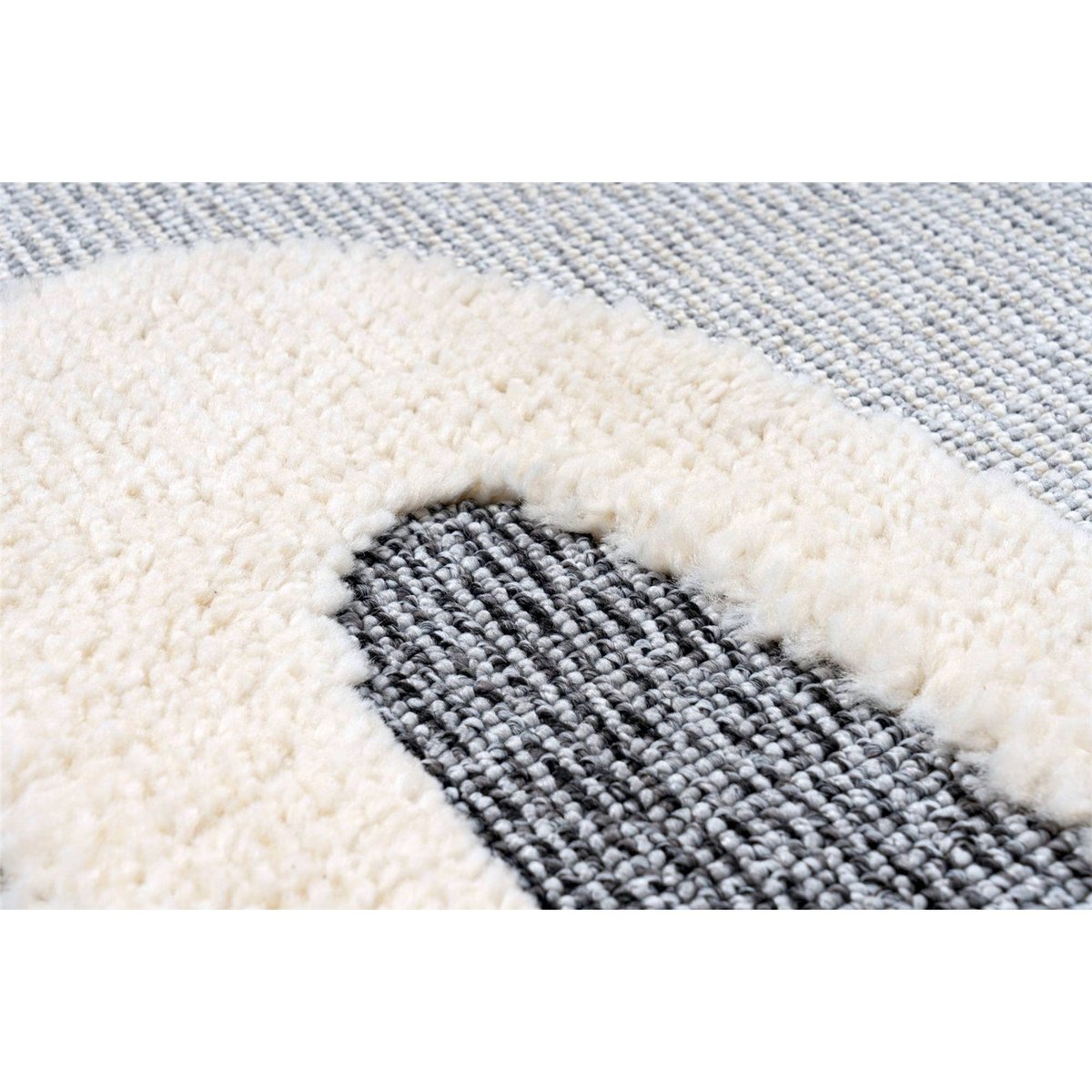 Tapis rond enfant motif lapin, Dos en jute gris clair et beige lapin, ARTE ESPINA
