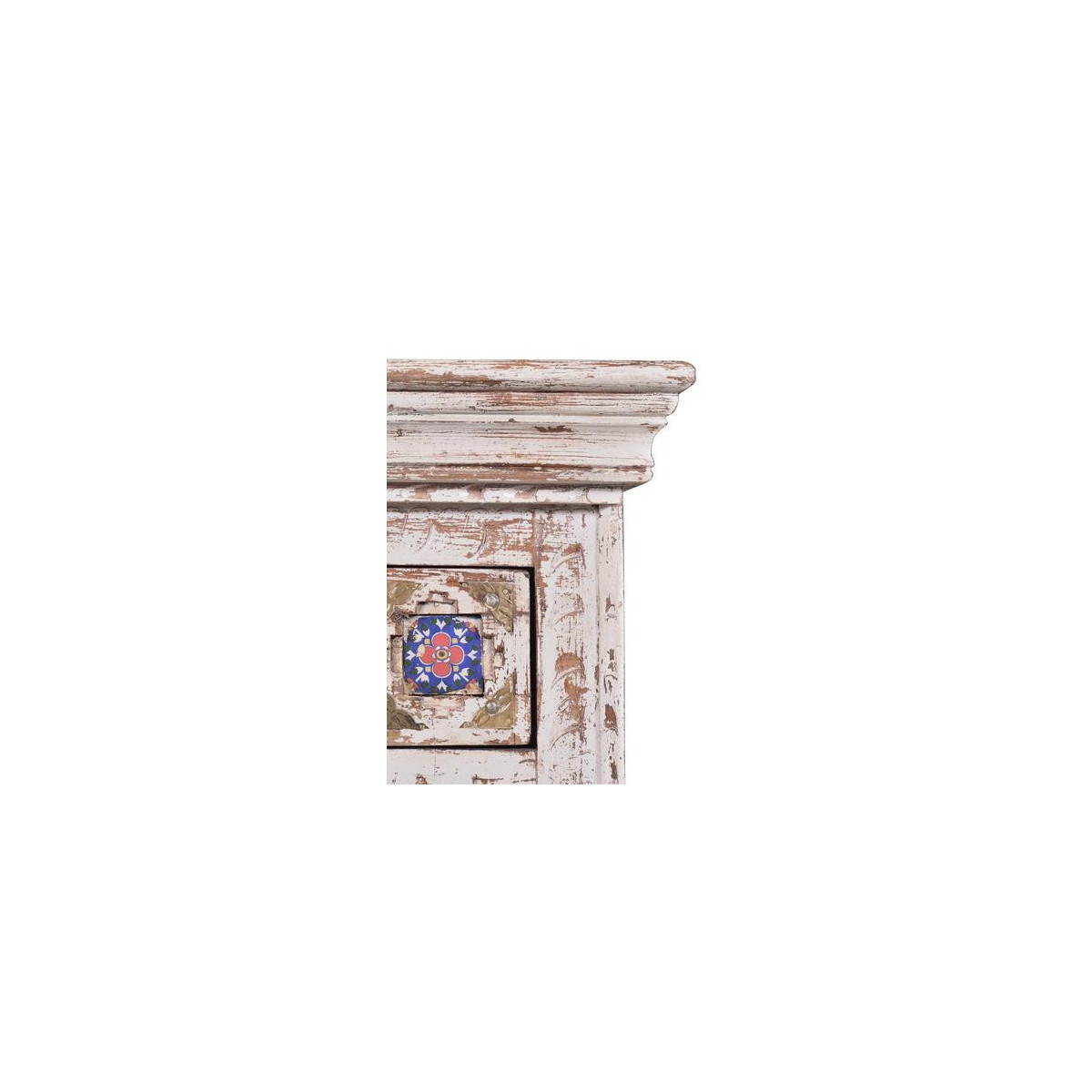 Table de chevet 3 tiroirs bronze - ZÉLIA blanc, DECORATION D’AUTREFOIS