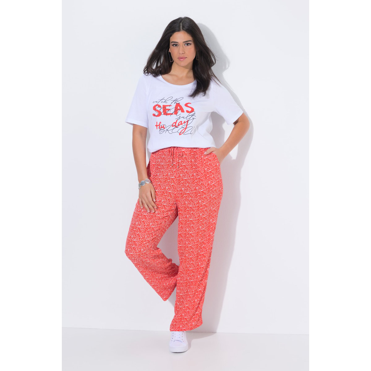 Pantalon Rose en crêpe corail, ULLA POPKEN