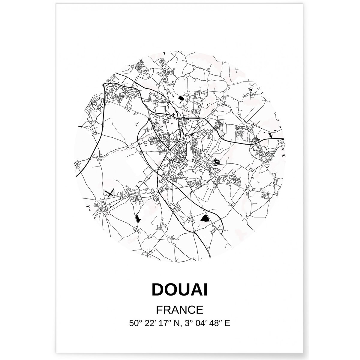 Affiche Carte Douai blanc, L'AFFICHERIE