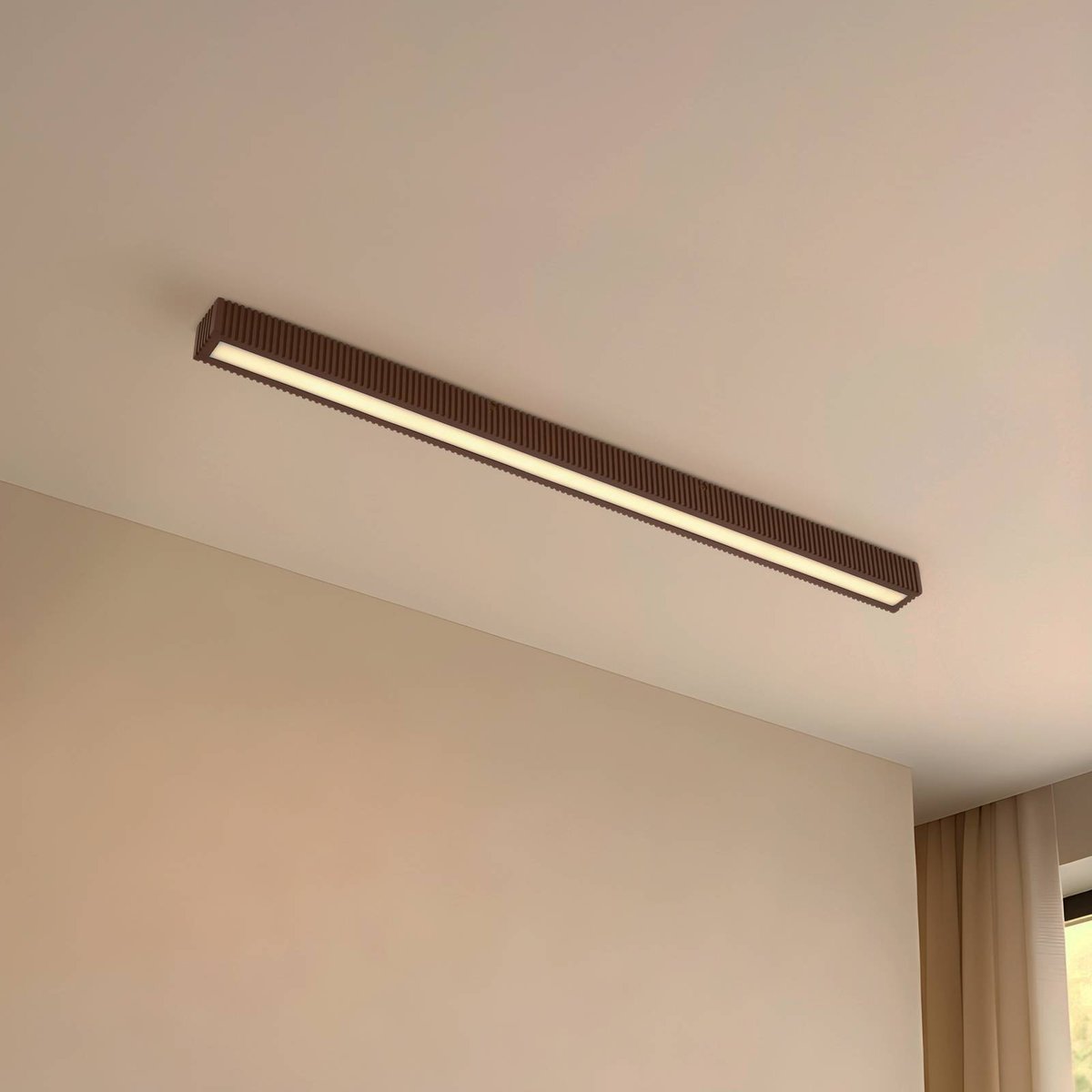 Plafonnier en bois designLED, Emara chêne foncé, noir, blanc, LUCANDE