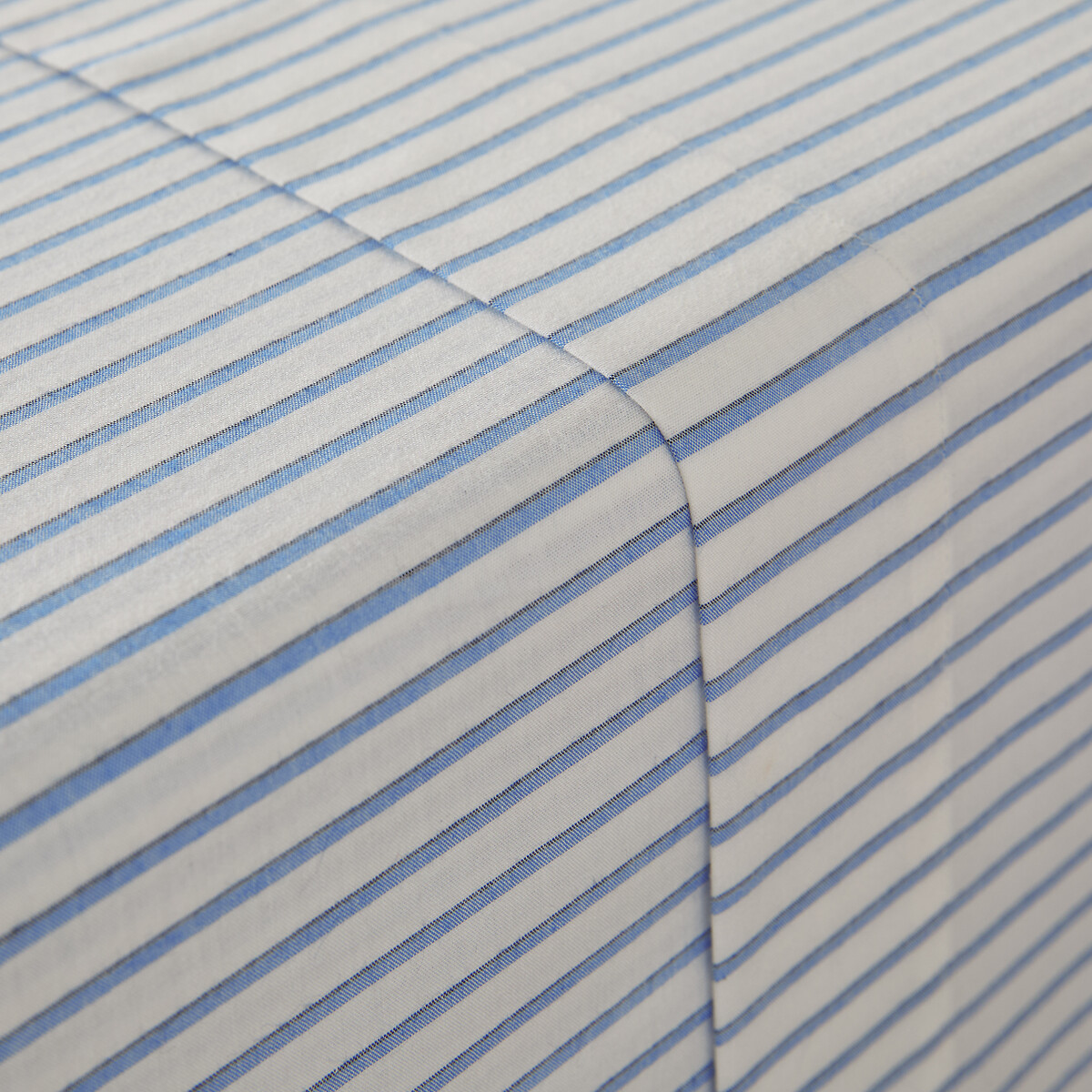 Drap plat en percale de coton, Edward rayé bleu, LA REDOUTE INTERIEURS