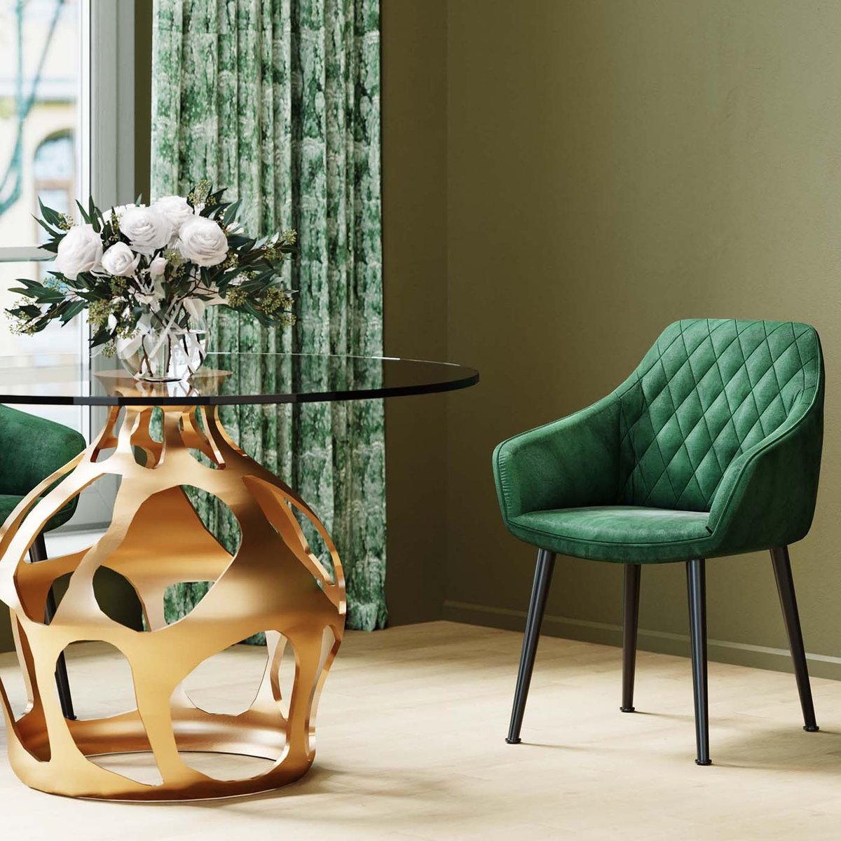 Table en verre et aluminium, VOLCANO or, KARE DESIGN