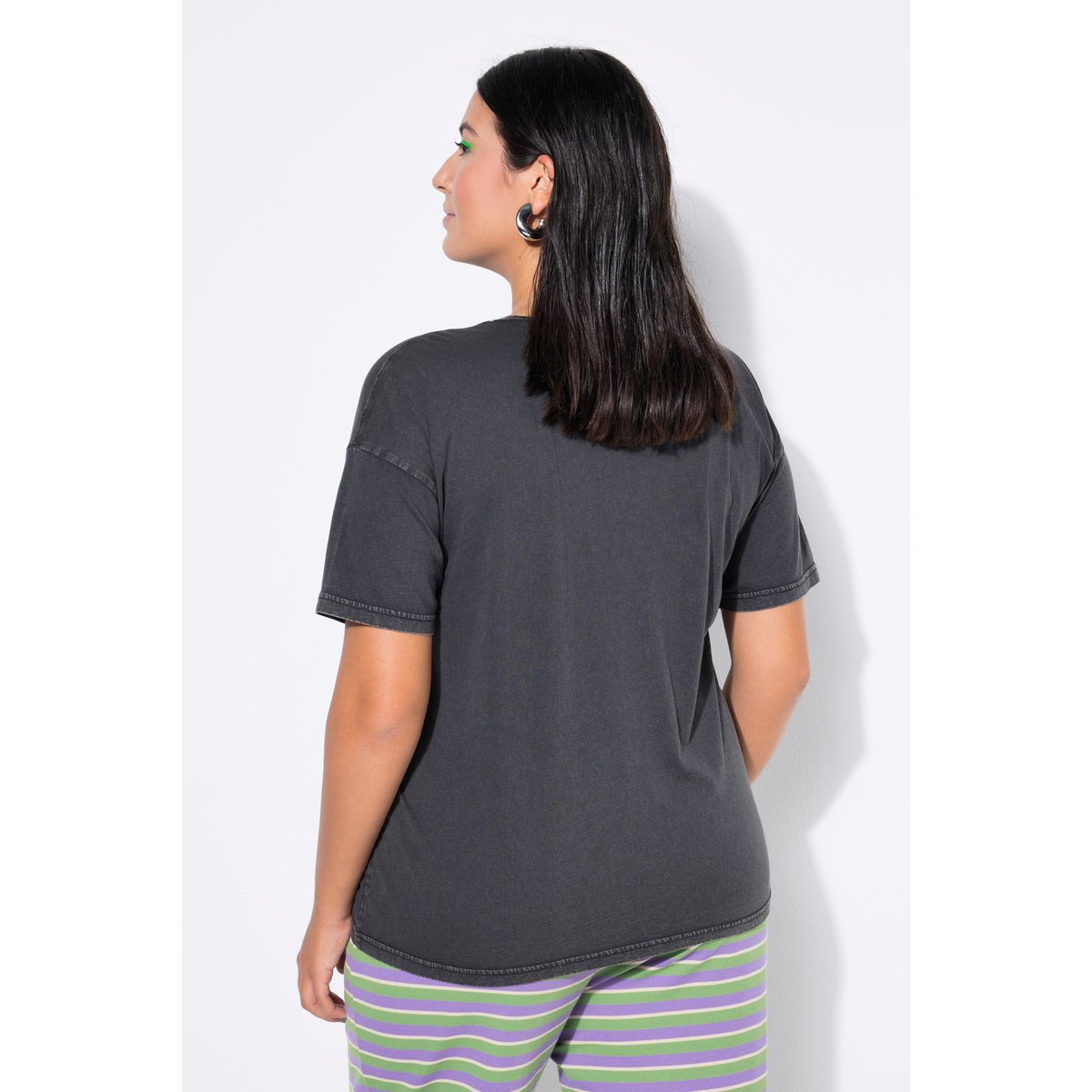 T-shirt oversize, avec message chiné anthracite, STUDIO UNTOLD