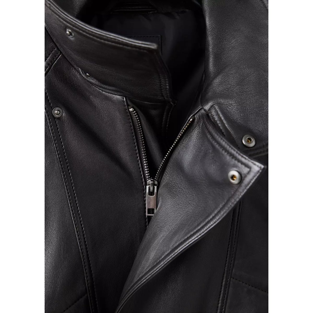 Veste oversize cuir poches chocolat, MANGO