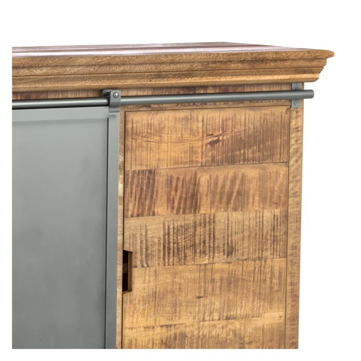 Grand buffet en bois et métal 3 portes 3 tiroirs - TABUK bois foncé et métal gris foncé, MAISON PAVANE