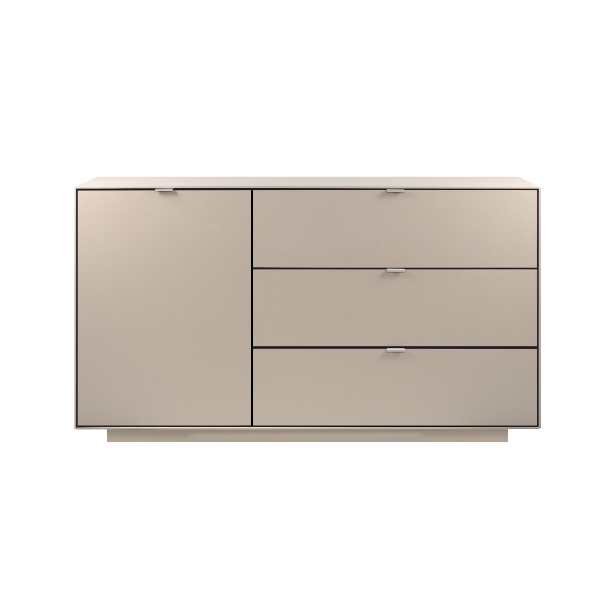 Buffet 1 porte, 3 grands tiroirs VIKA beige, CALICOSY