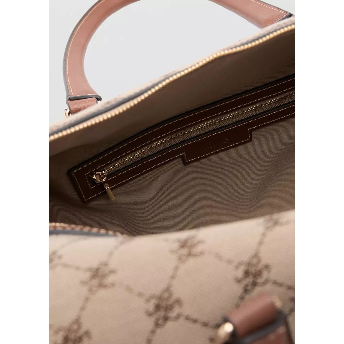 Sac bowling logo jacquard marron moyen, MANGO