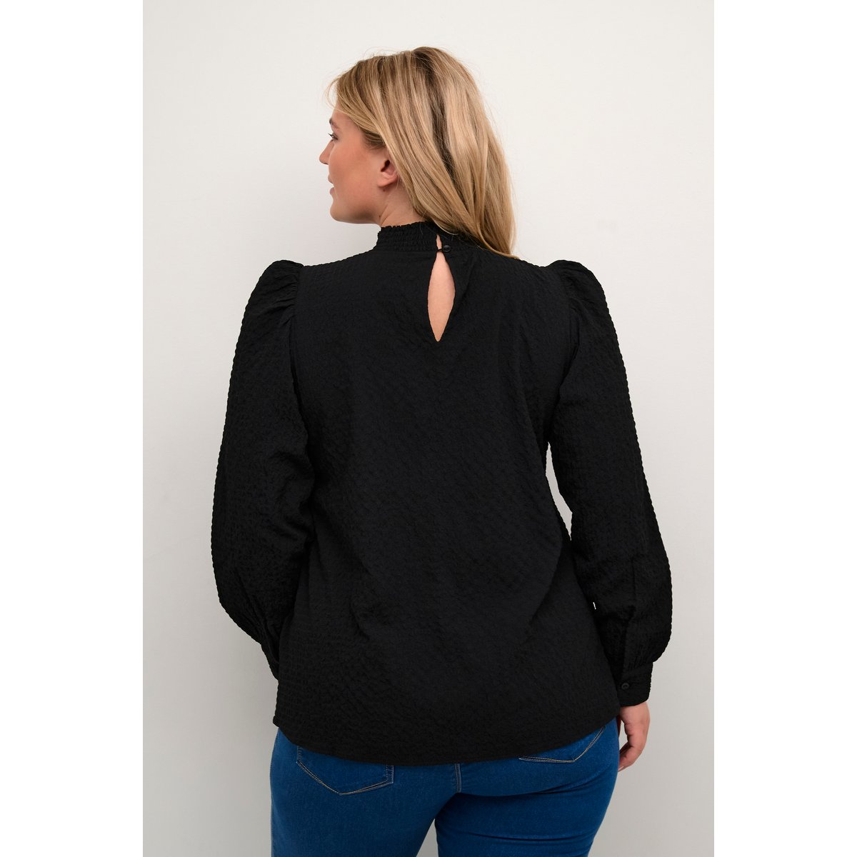 Blouse with long sleeve noir black, KAFFE CURVE