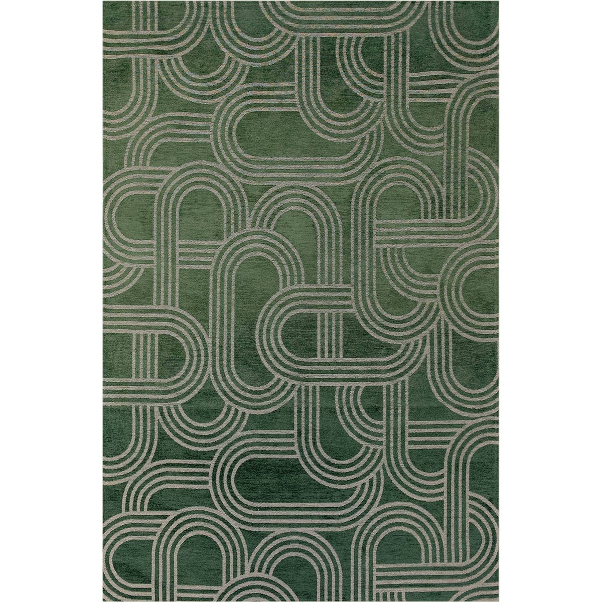 Tapis intérieur extérieur, DISCO vert forêt et beige crème, RECOLLECTION