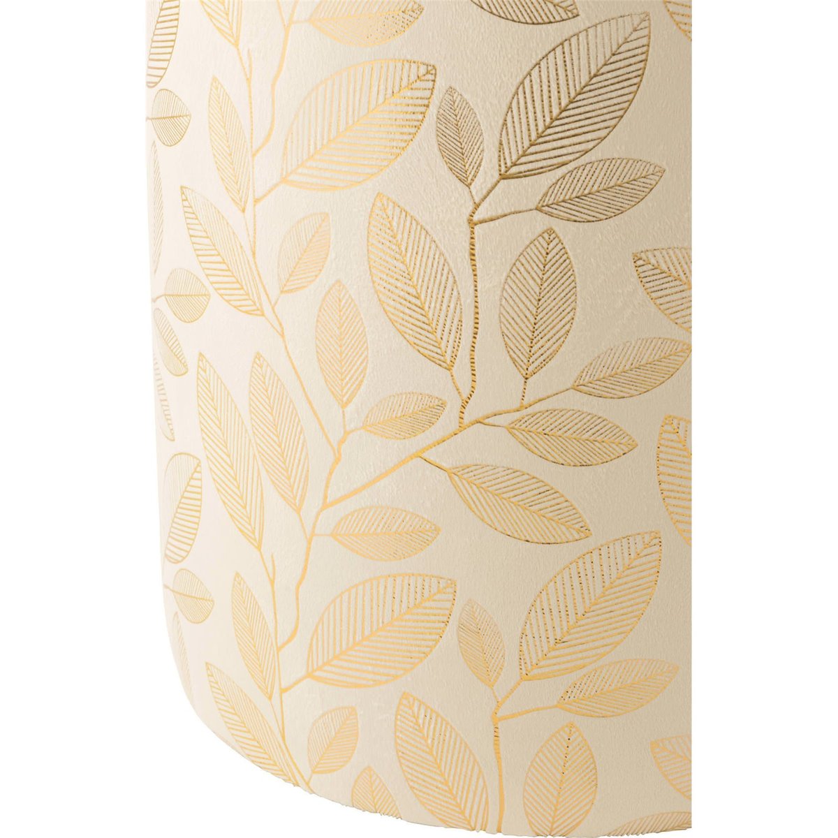 Pouf rond à motif feuilles écru et doré, RECOLLECTION