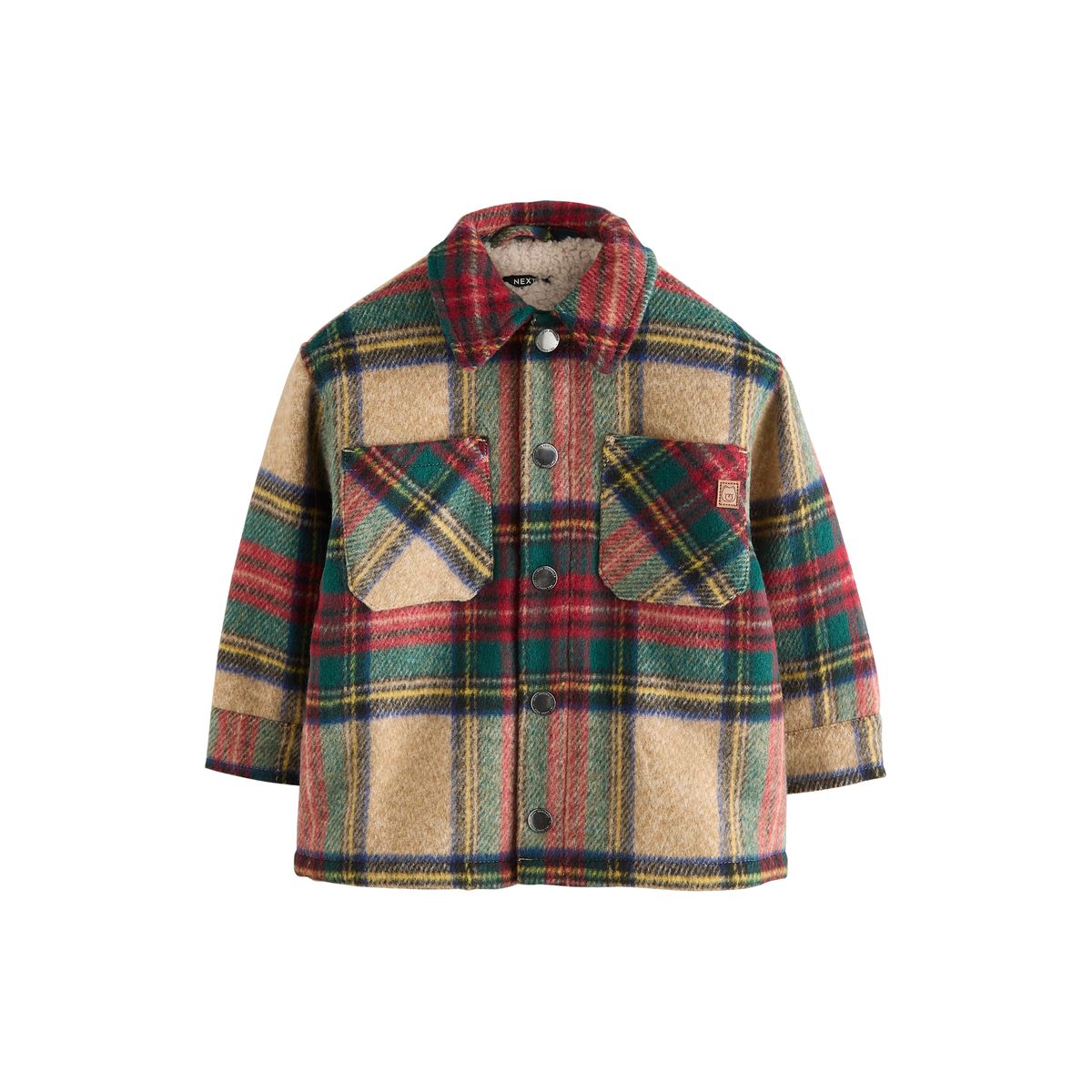 Veste-chemise à doublure en peau lainée coche rouge/verte, NEXT