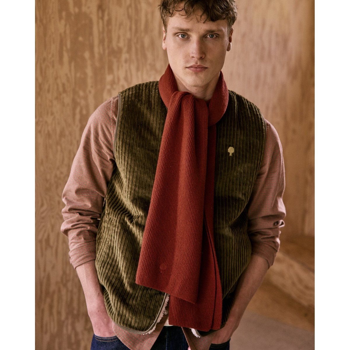 Écharpe laine KNIT SCARF rouge, FAGUO