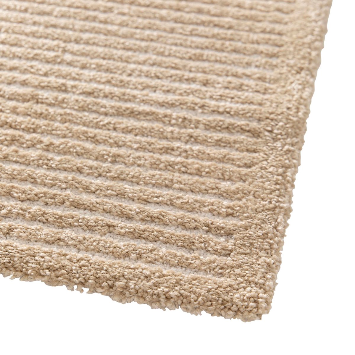 Tapis à reliefs doux à relief géométrique DESIGN OPTIQUE beige, THE DECO FACTORY