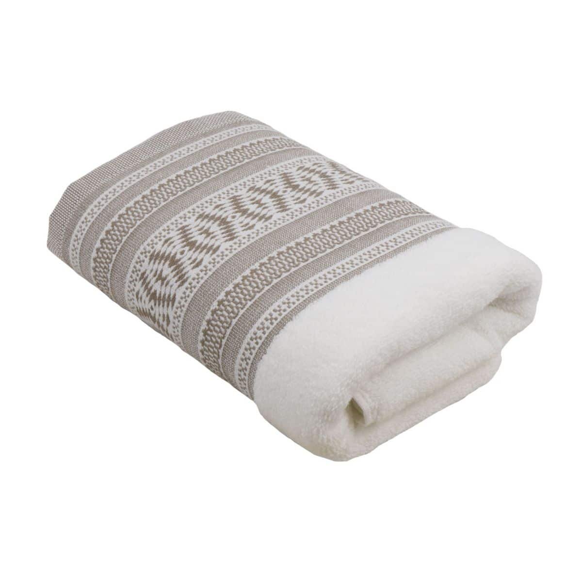 Serviette de toilette coton éponge ETHNIQUE taupe, LINANDELLE
