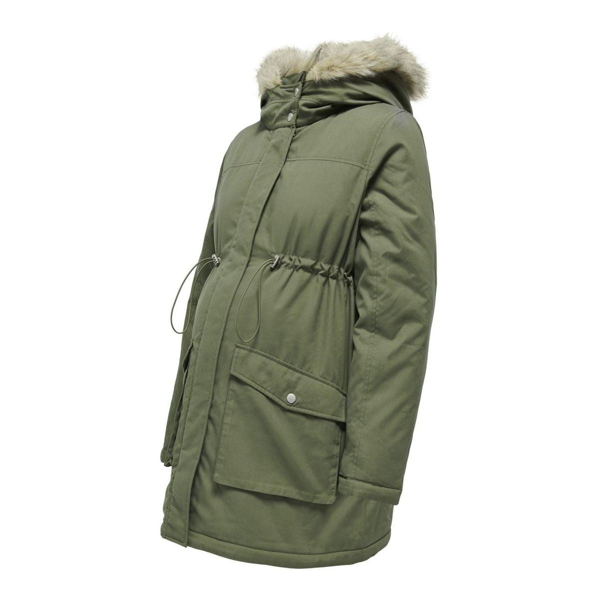 Parka longue Parkas Capuche avec bord en fausse fourrure détachable Grossesse kalamata, ONLY