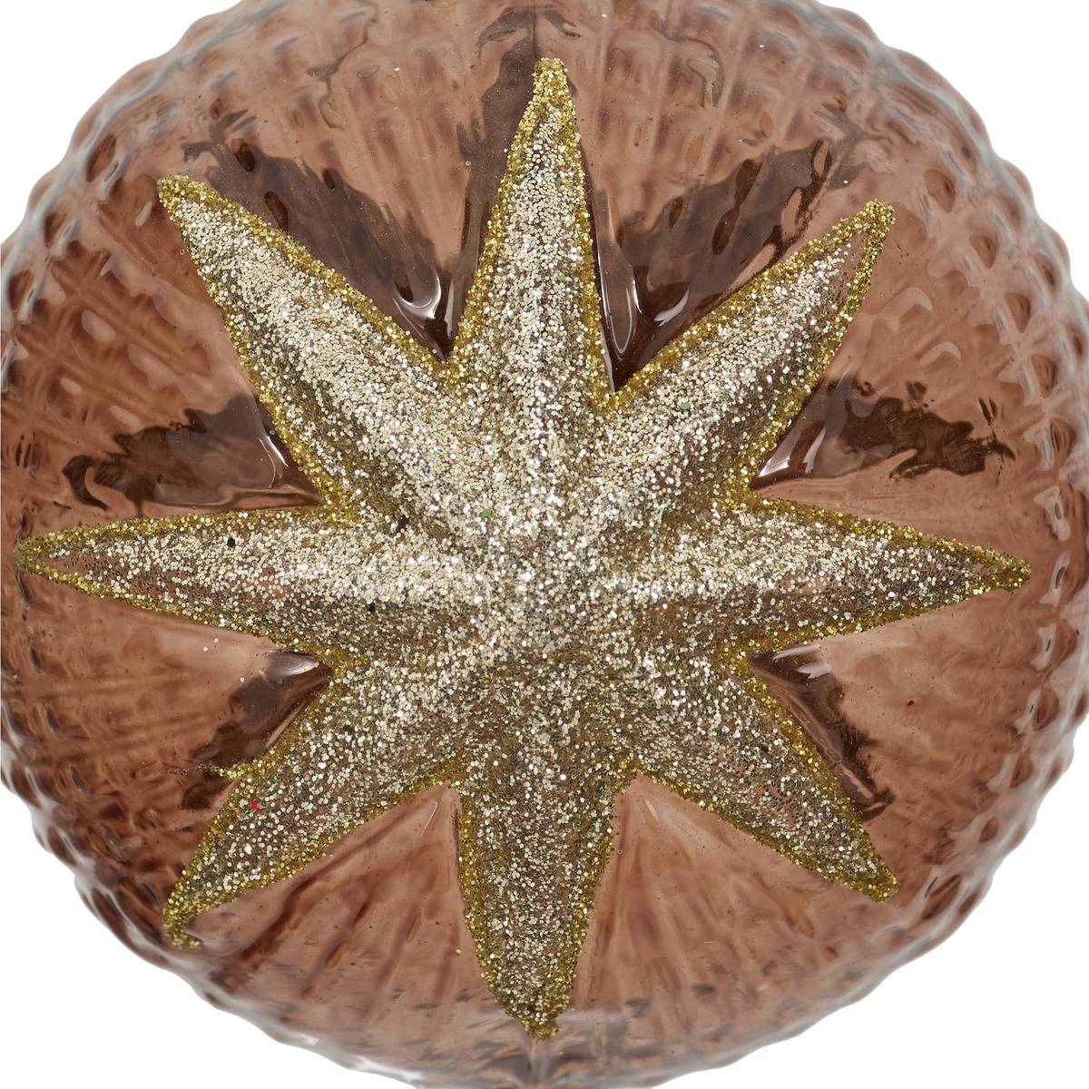 Boule de Noël en verre étoile Nord marron D. 80 mm bronze, FEERIC LIGHTS & CHRISTMAS