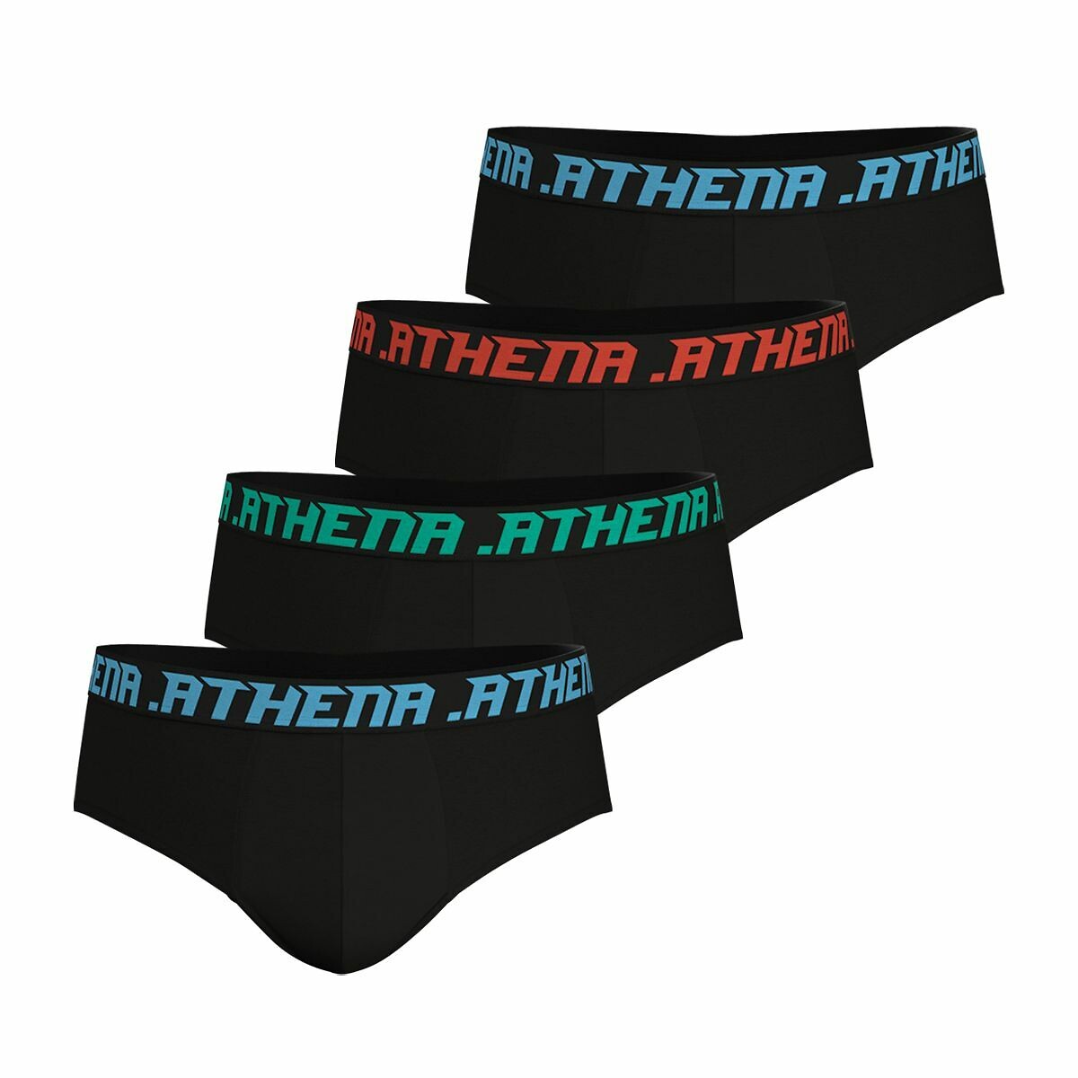 Set van 4 effen slips zwart, ATHENA