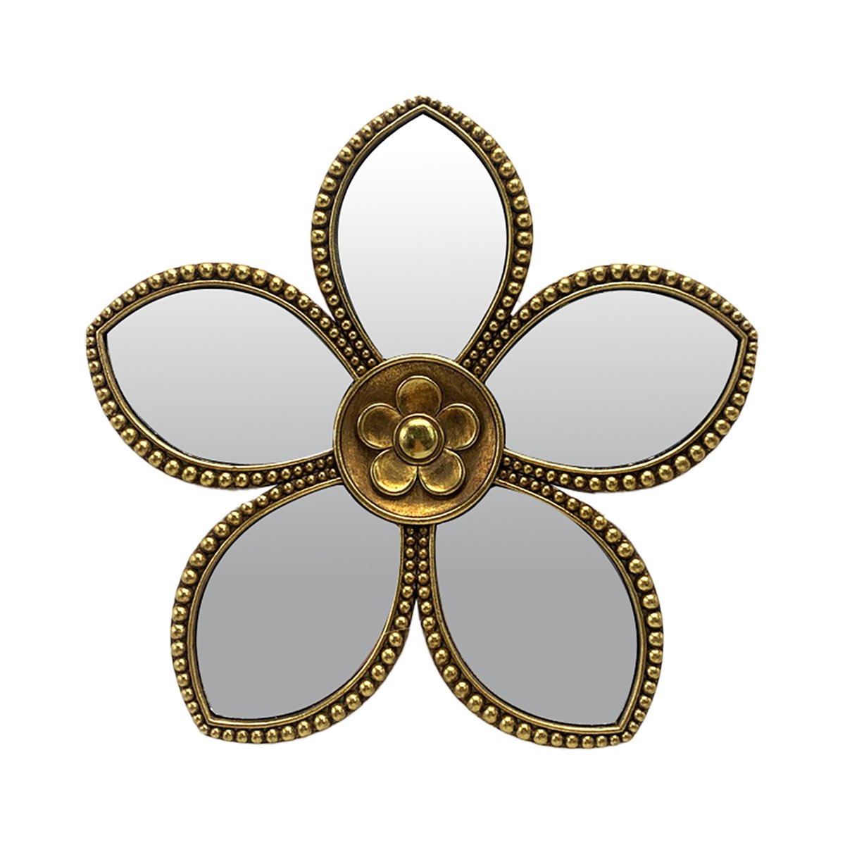 Déco murale fleur miroir 20.5cm or, EMDE