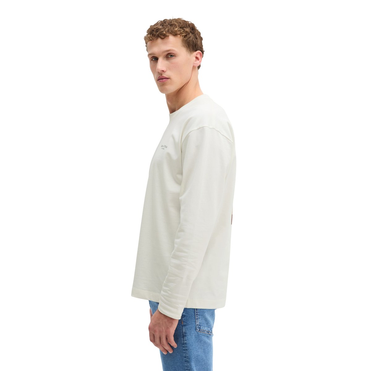 T-shirt long relaxed Heavy Jersey avec imprimé dans le dos blanc naturel, MARC O'POLO