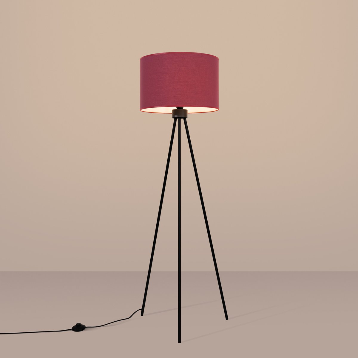 Lampadaire Tissu Bordeaux E27 1 Nevia bordeaux, EDEN